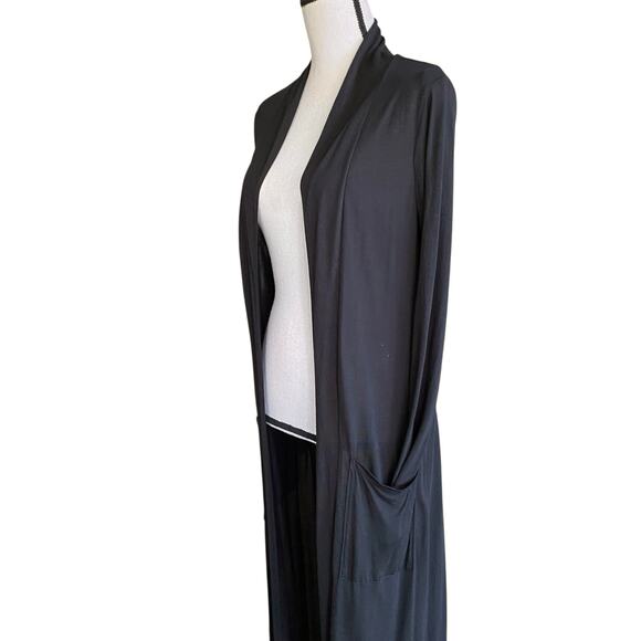 Revolve FRAME Long Line Duster Cardigan Fits Sz XS/S Black Fitted Long Sleeves - Picture 3 of 8